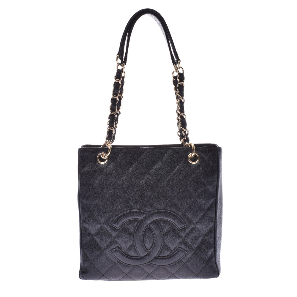 CHANEL シャネル PST チェーントート マトラッセ 黒 ゴールド金具 レディース キャビアスキン トートバッグ Aランク 中古 