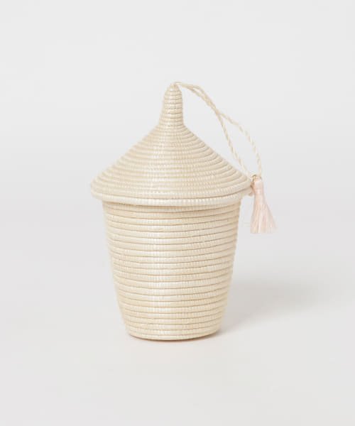 indigo africa　Mini White Tassel Basket