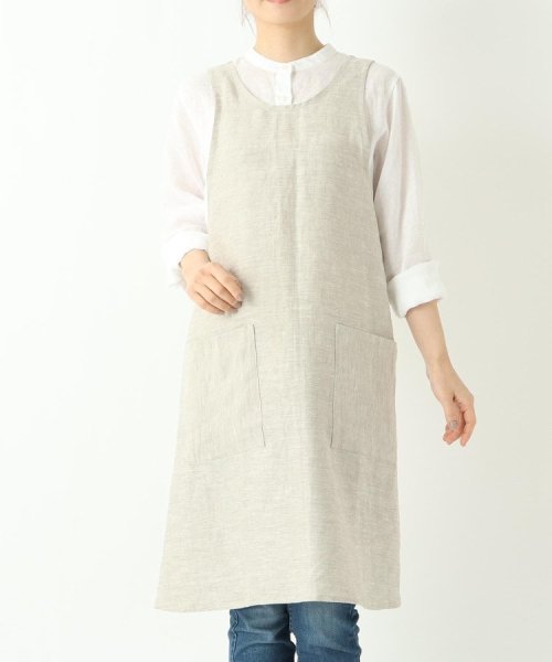 スルーワンピースエプロン オートミール ＜LINEN&BASIC リネンアンドベーシック＞