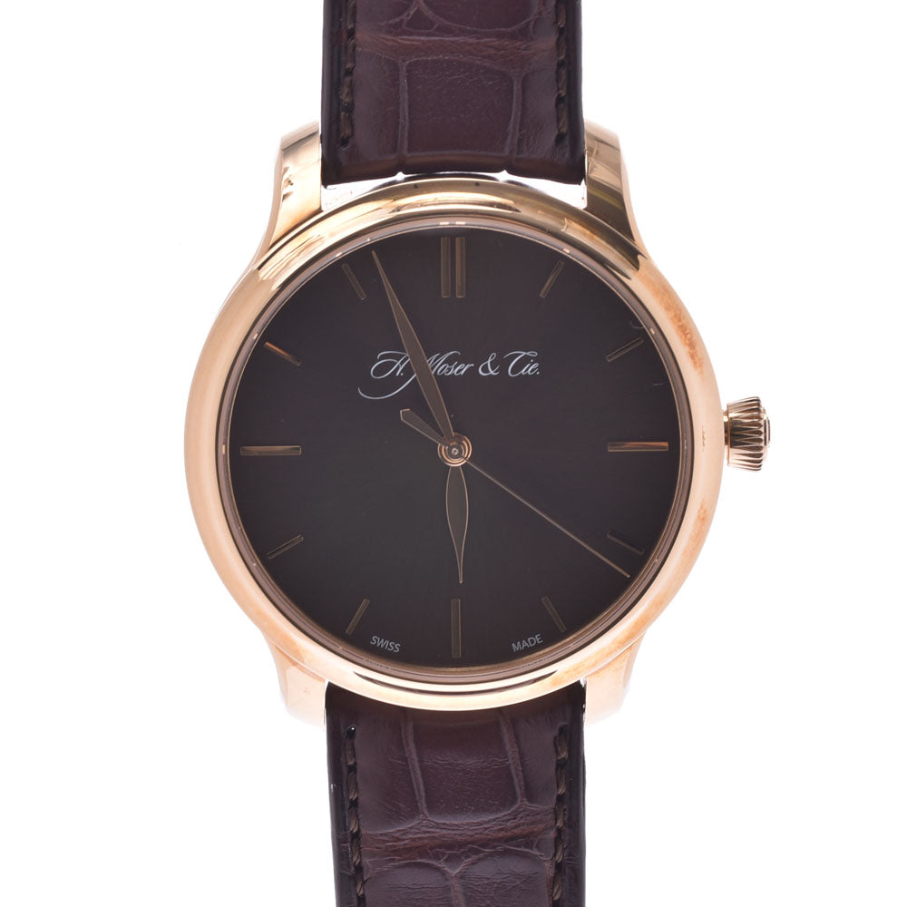 その他 H.モーザー H.Moser＆Cie エンダバーセンターセコンド 1343-0103 メンズ RG/革 腕時計 自動巻き ブラウン文字盤 Aランク 中古 