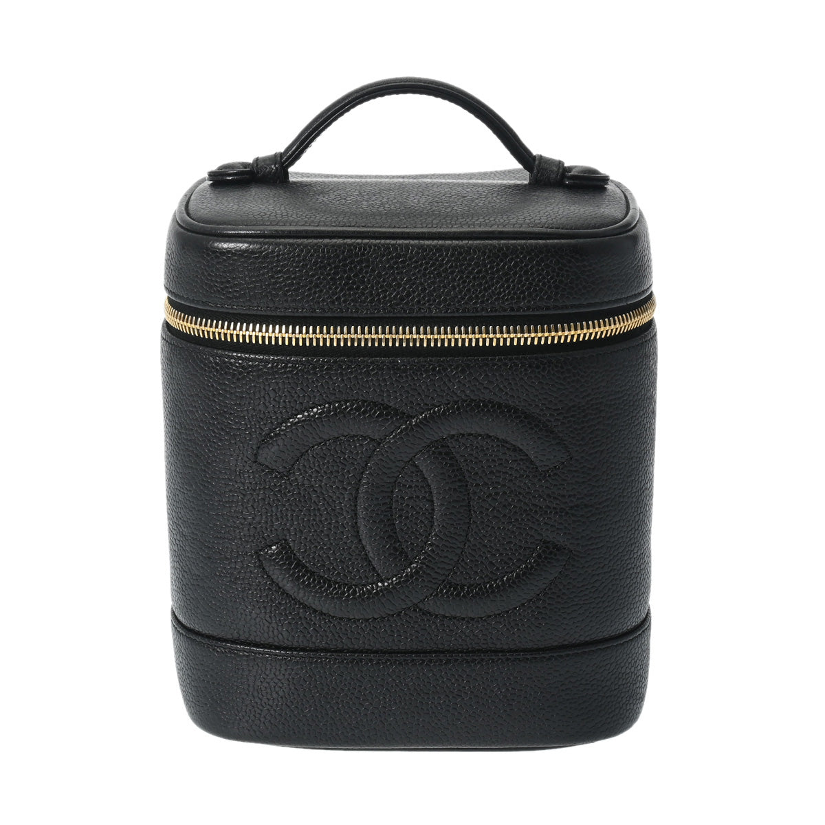 CHANEL シャネル 縦型 バニティ 黒 ゴールド金具 A01998 レディース キャビアスキン ハンドバッグ ABランク 中古 