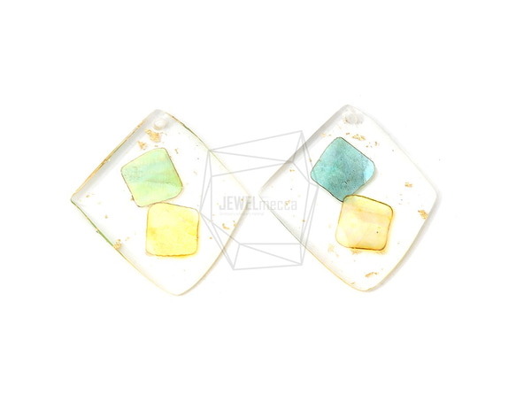 PDT-2246-G【2個入り】レクタングルパーペンダント,Rectangle Mother of Pearl Pend