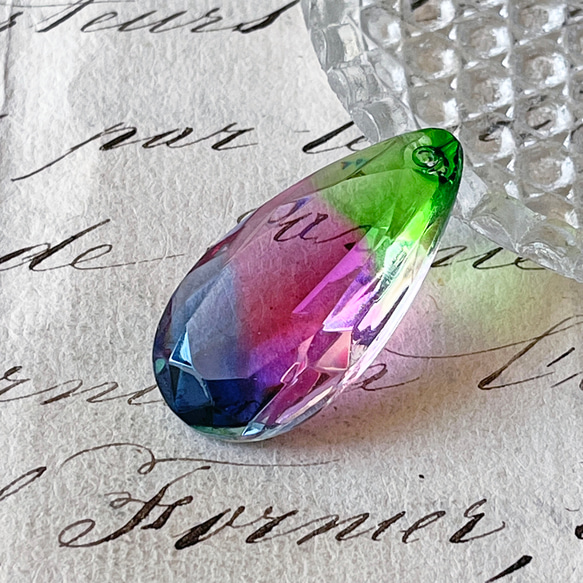 Glass Pendant Pear 約34mm×17mm [PDT-796-1]＊1個＊Vintage＊