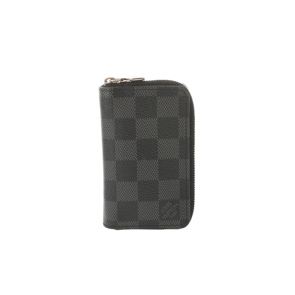 LOUIS VUITTON ルイヴィトン ダミエ グラフィット ジッピーコインパース 黒 N63076 メンズ ダミエグラフィットキャンバス コインケース Aランク 中古 