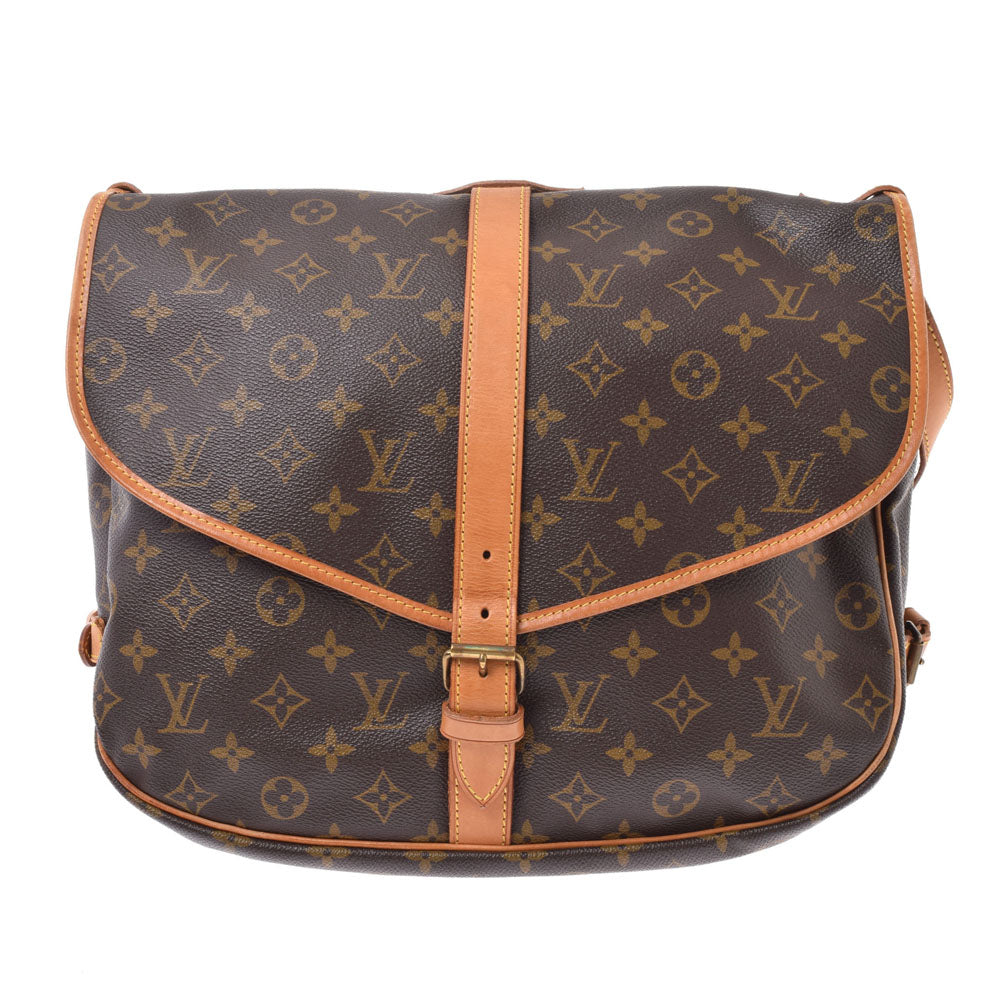 LOUIS VUITTON ルイヴィトン モノグラム ソミュール35 ブラウン M42254 ユニセックス モノグラムキャンバス ショルダーバッグ Bランク 中古 