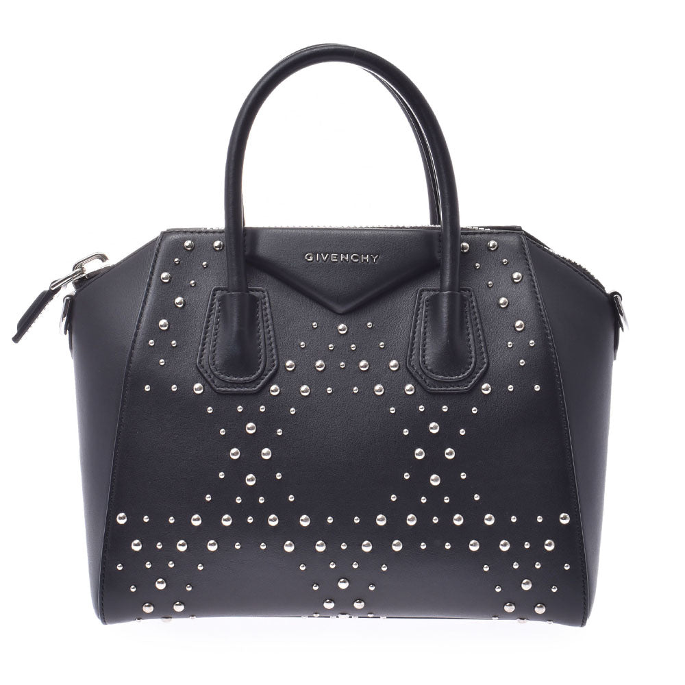 GIVENCHY ジバンシィ アンティゴナ 2WAYバッグ スタッズ 黒 シルバー金具 レディース カーフ ハンドバッグ Aランク 中古 