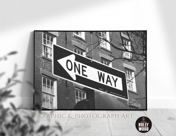 ☆インテリアフォトポスター -ONE WAY SIGNBOARD-【024】