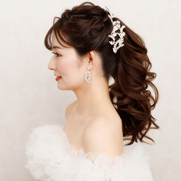 DH102  ナチュラルデザイン ビジューヘッドドレス　前撮り ウェディング ブライダル ヘアアクセサリー  結婚式