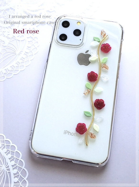 clear red 薔薇のスマホケース　全機種対応