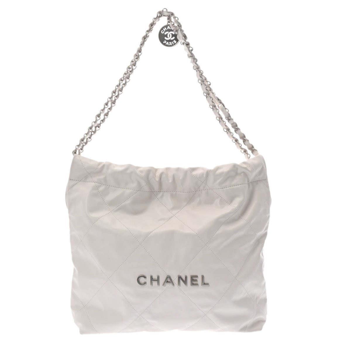 CHANEL シャネル シャネル22 スモール 白 シルバー金具 AS3260 レディース カーフ ハンドバッグ 新同 中古 