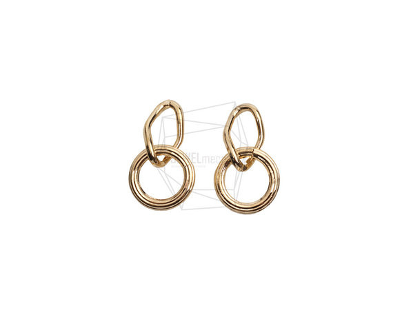 PDT-2735-G【2個入り】ダブルラウンドペンダント/Double Round Earring Charm