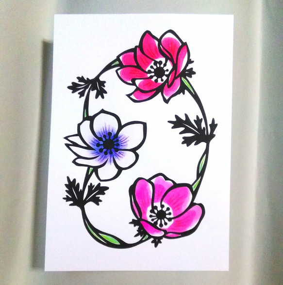 【切り絵】原画　A5サイズ　Anemone