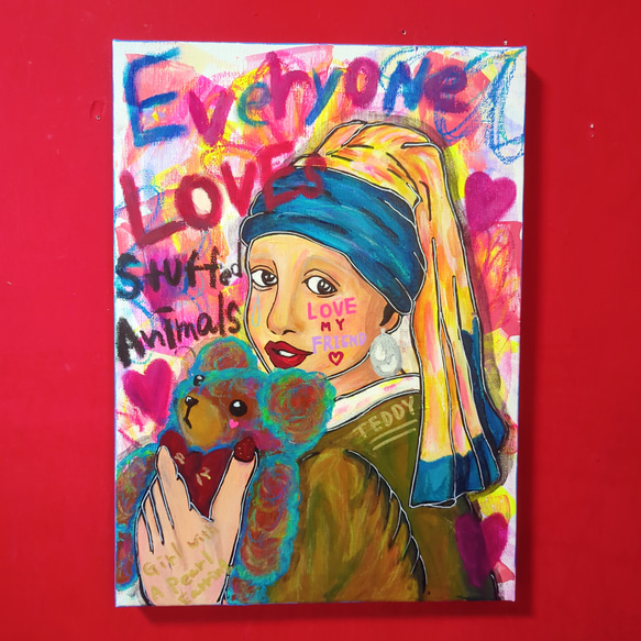 【SALE】Everyone loves stuffed animals　現代アート 絵画 イラスト