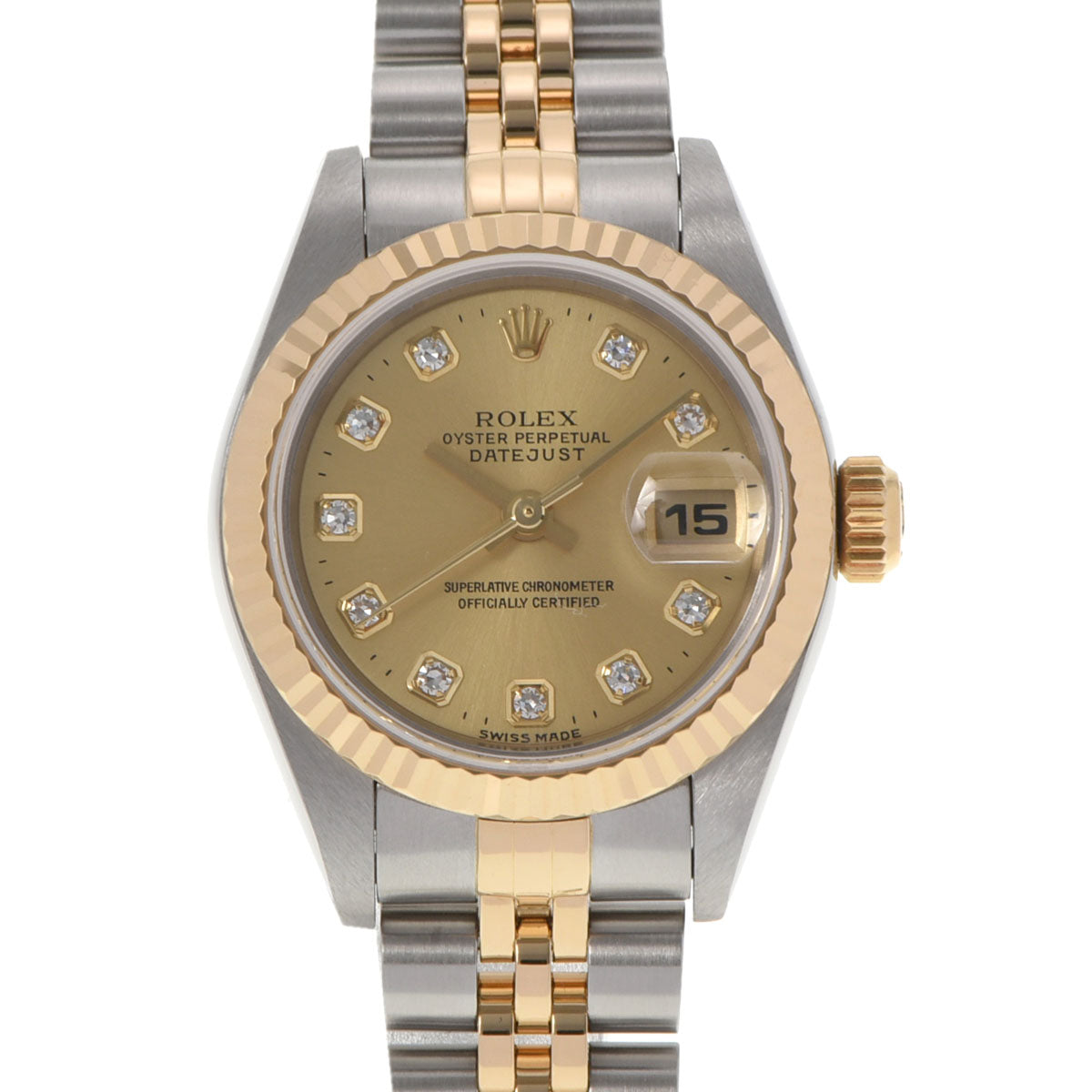 ROLEX ロレックス デイトジャスト 10Pダイヤ 79173G レディース YG/SS 腕時計 自動巻き シャンパン文字盤 Aランク 中古 