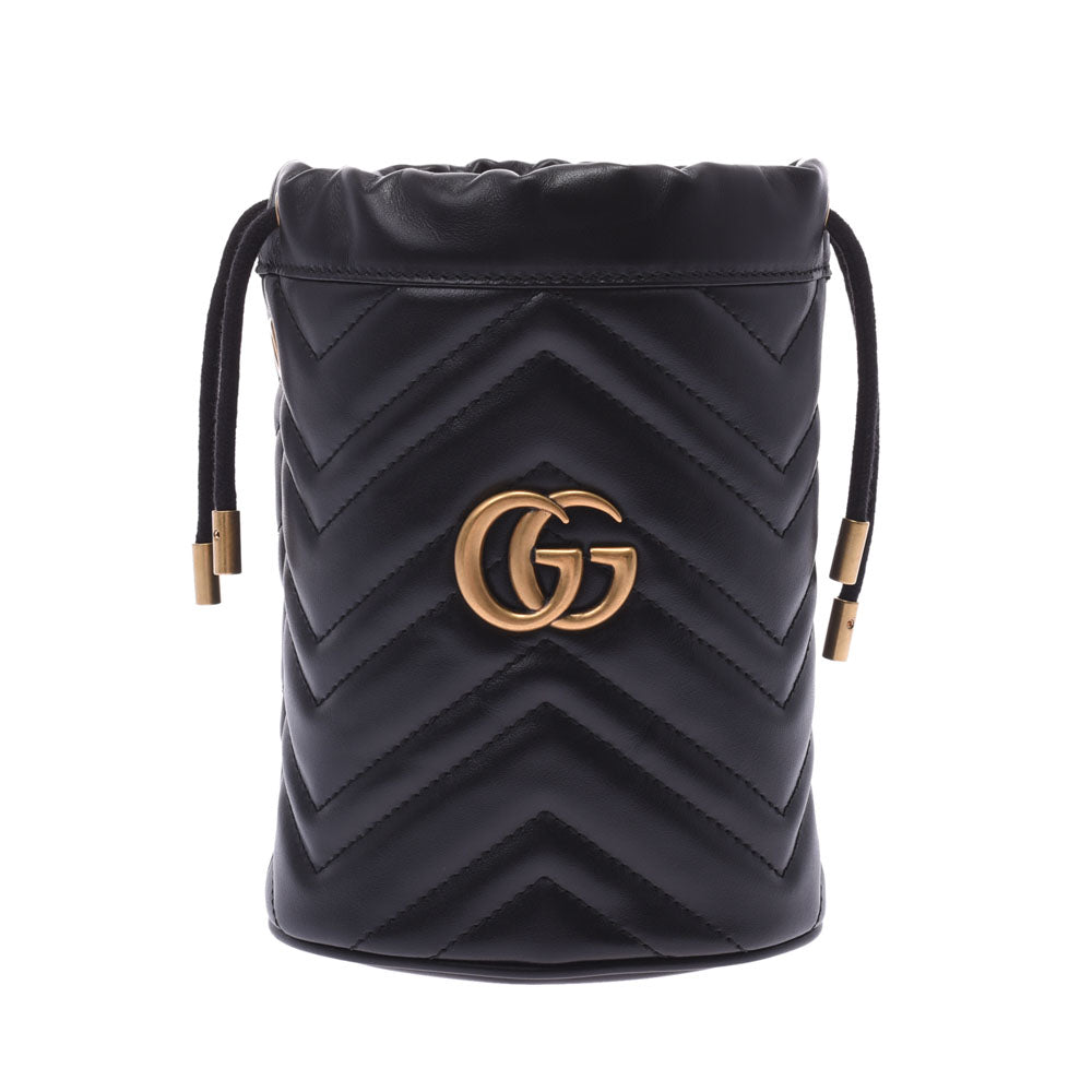 GUCCI グッチ GGマーモント ミニ バゲットバッグ 黒 ゴールド金具 575163 レディース レザー ショルダーバッグ 新品 