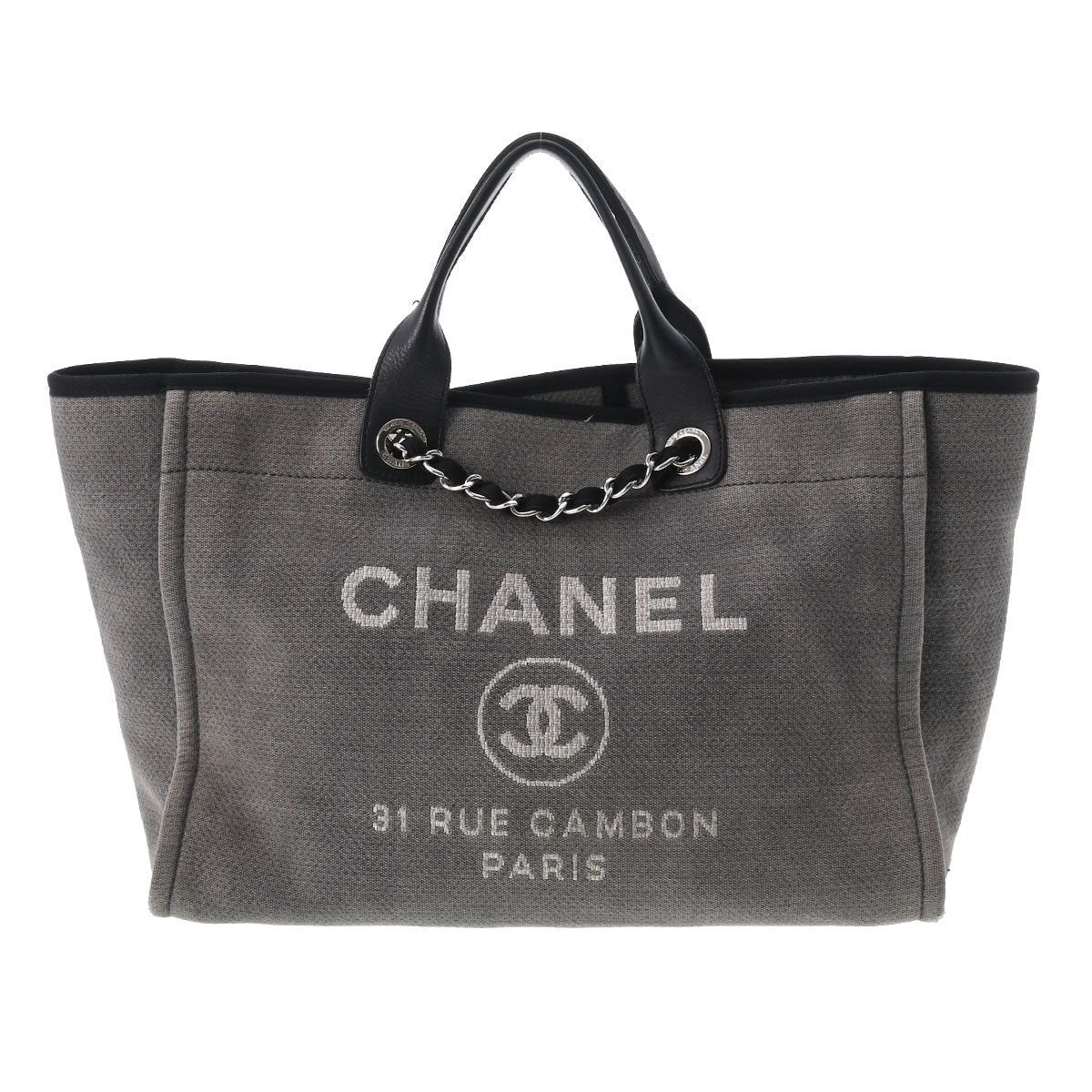 CHANEL シャネル ドーヴィルトート グレー シルバー金具 レディース キャンバス 2WAYバッグ Bランク 中古 