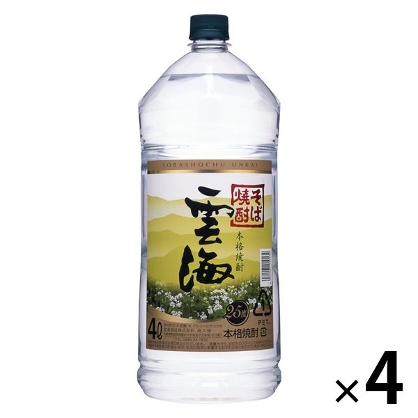 雲海酒造 そば雲海 25度 4L ペット 1セット（1本×4本） 蕎麦焼酎