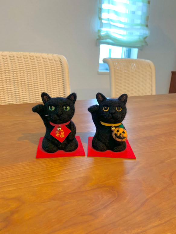 招き猫 黒猫 (受注制作) クロネコ　くろねこ　猫グッズ