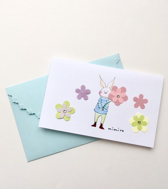 ラインストーン付き✨Flower Card3枚セット