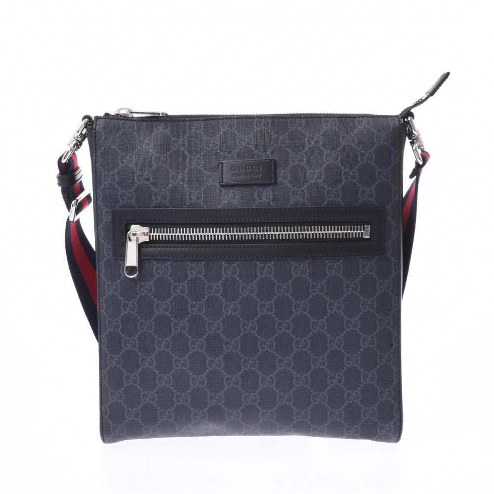 GUCCI グッチ GGスプリーム メッセンジャーバッグ 黒 474137 メンズ GGスプリームキャンバス ショルダーバッグ 新同 中古 