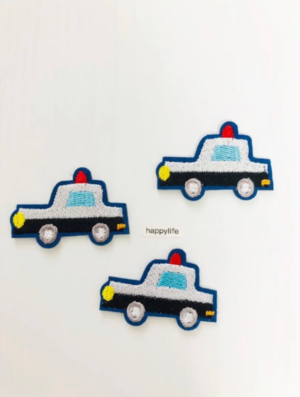 3枚入パトカーアイロンワッペン刺繍ワッペンシールアイロンワッペン