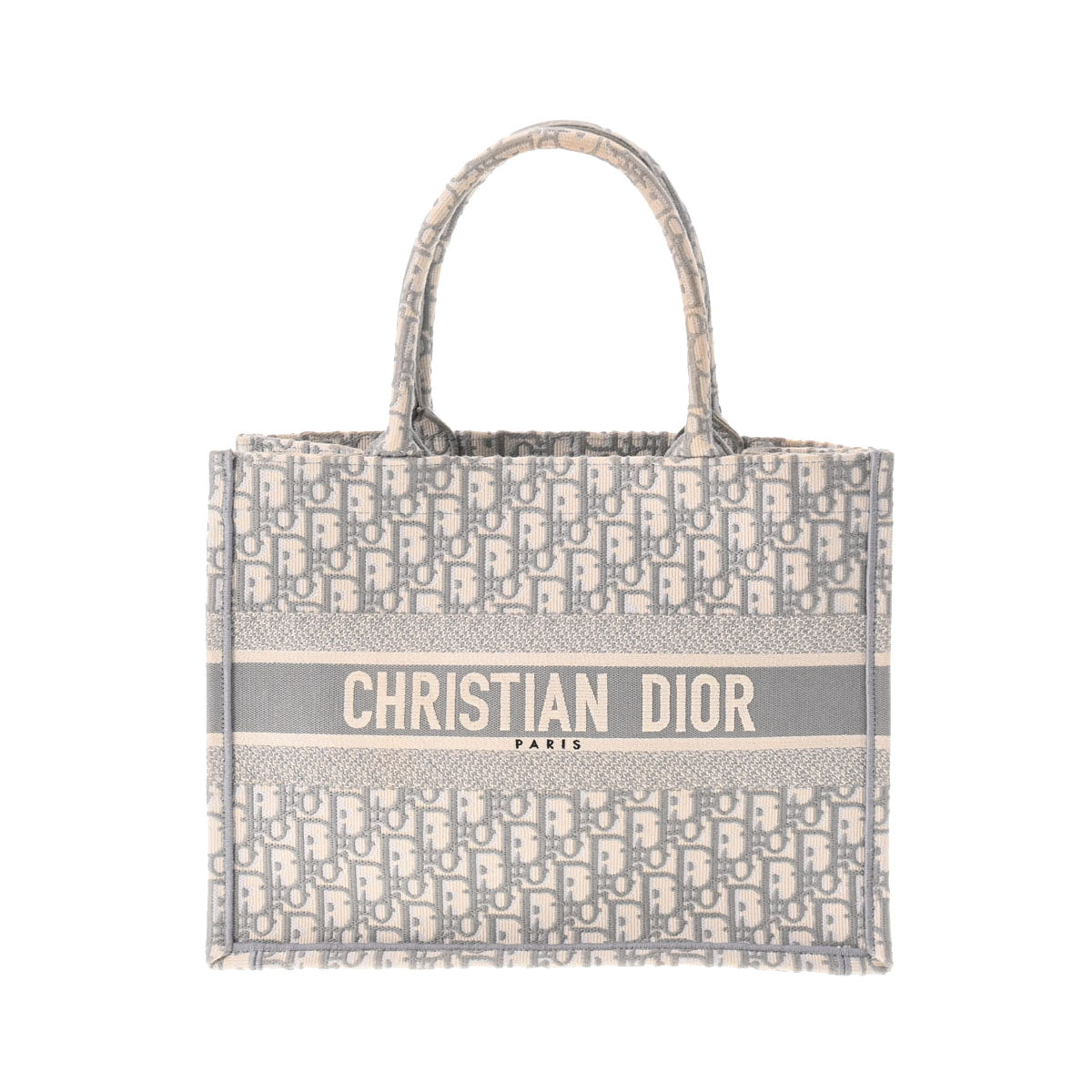 CHRISTIAN DIOR クリスチャンディオール オブリーク ブックトート ミディアム ホワイト/グレー レディース キャンバス トートバッグ ABランク 中古 