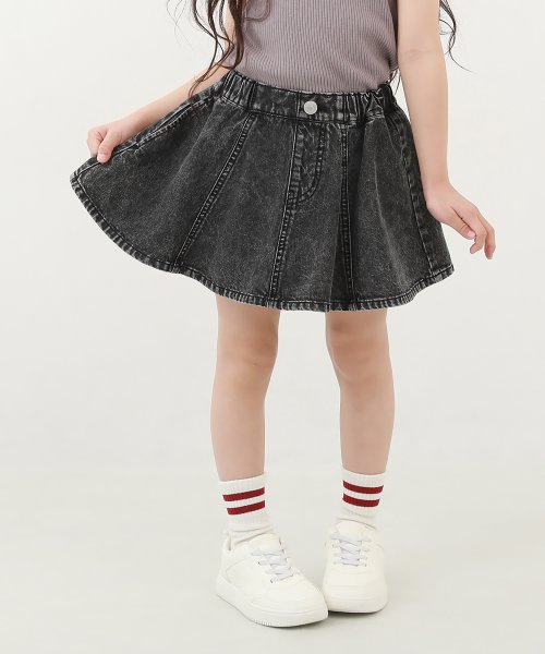 1分丈 デニムスカッツ 子供服 キッズ 女の子 ボトムス スカート スカッツ 1分丈スカッツ