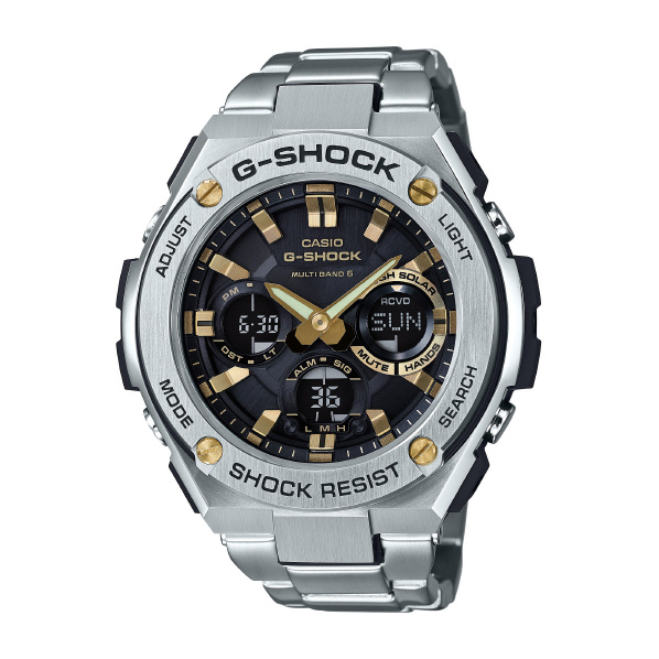 カシオ ソーラー電波腕時計 G-SHOCK G-STEEL ゴールド GST-W110D-1A9JF