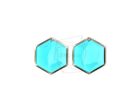 PDT-1731-G【2個入り】エポキシヘキサゴンペンダント,Epoxy Hexagon Pendant