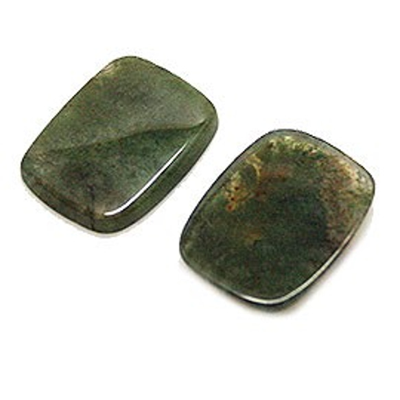 天然石パーツ　モスアゲート（Moss agate）　レクタングルカボションルース　ti-pa-1168（2個セット）