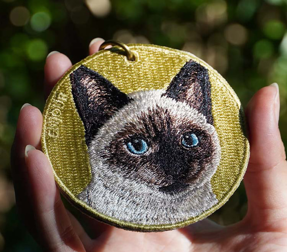 キーホルダー 猫 刺繍 ネコ シャム猫  シャム チャーム ペット プレゼント ギフト or-019