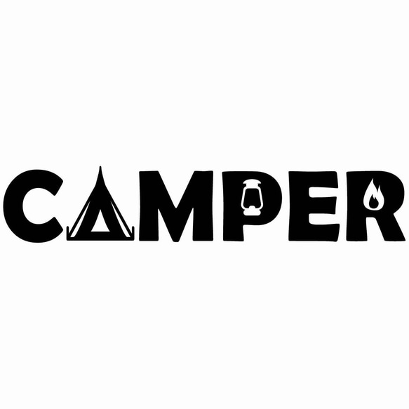 (小)カッティングシート camper イラスト 文字 ステッカー キャンプ用品