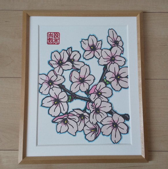 切り絵「日本の桜・染井吉野(ソメイヨシノ)」カラー原画