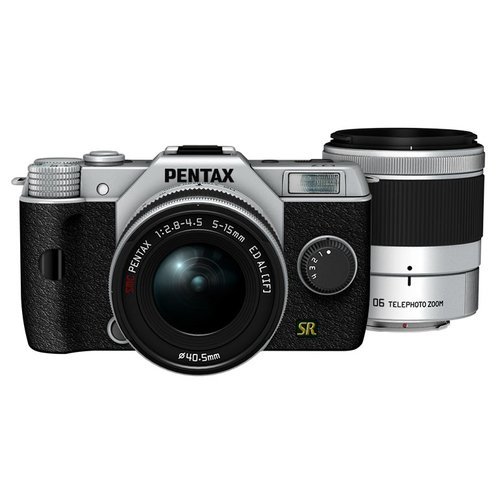 PENTAX ミラーレス一眼 Q7 ダブルズームキット [標準ズーム 02 STANDARD ZOOM ・望遠ズーム 06 TELEPHOTO ZOOM] シルバー Q7 SILVER【中古品】