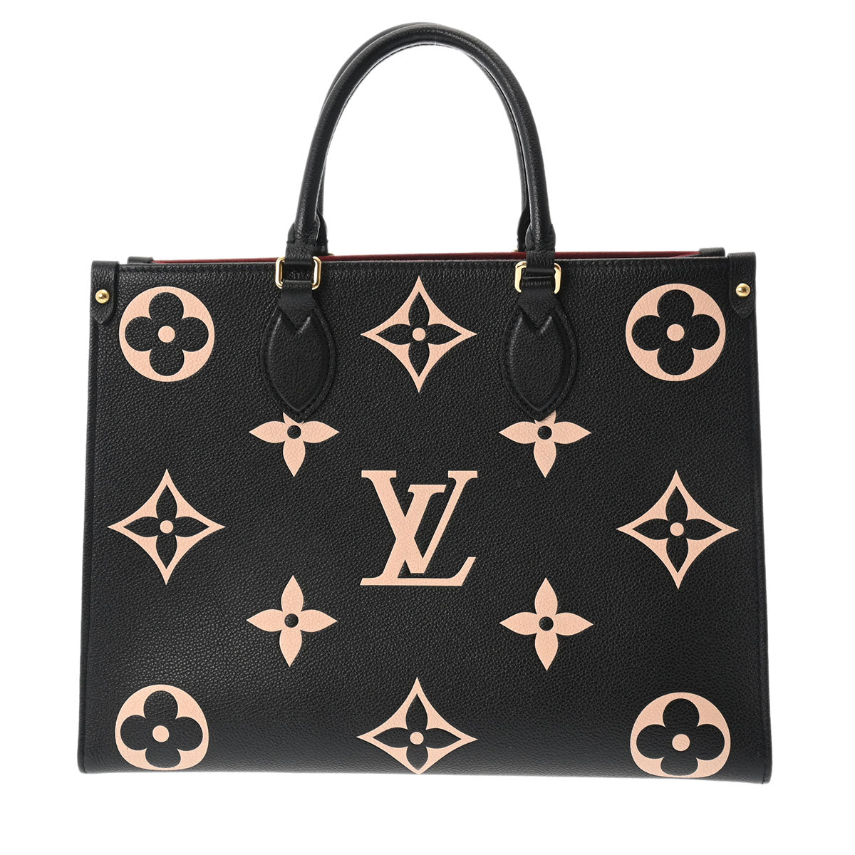 LOUIS VUITTON ルイヴィトン モノグラムアンプラント オンザゴー MM 2WAYトート 黒/ベージュ M45495 レディース レザー ハンドバッグ Aランク 中古 