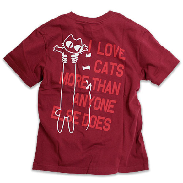 SCOPYネコTシャツ「LOVE CAT(PK Ver)」ワインレッド