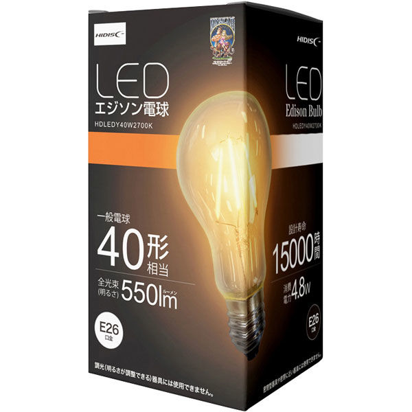 磁気研究所 LED電球 40W相当 全方向 1.5万時間タイプ 暖色 E26口金 100個入 HDLEDY40W2700K_100pcs（直送品）