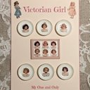 ビクトリアン・ガール Victorian Girl  ピンクのタイル風トレイ＆絵皿6枚セット