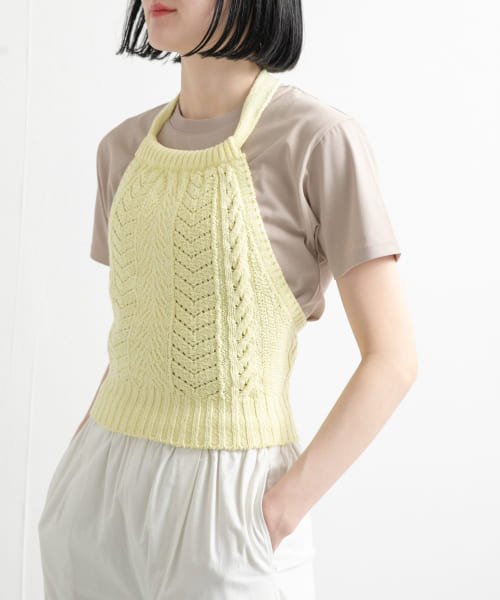 unfil　openworkcableknit top