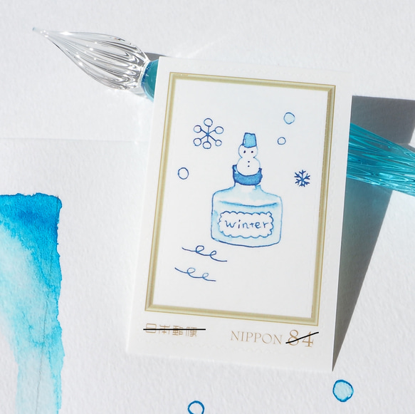 ※84円切手2枚 Little ink Snowman