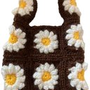 ハンドメイド　モチーフ　ハンドバッグ　お花　ブラウン