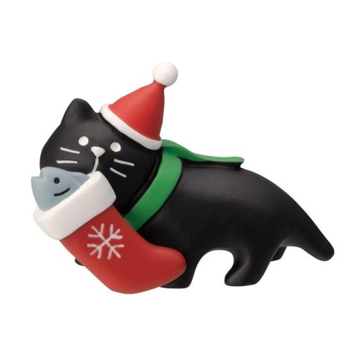 マスコット 靴下運び黒猫 デコレ かわいい クリスマス グッズ