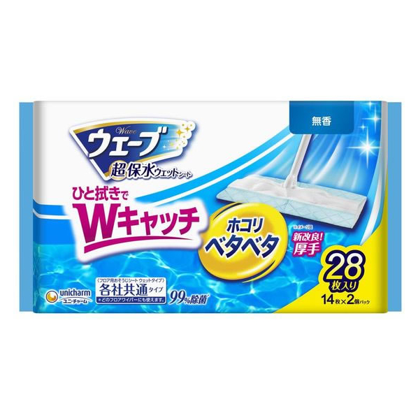 ユニ・チャーム ウェーブ 超保水 フロア用ウェットシート 無香 大容量 28枚 FC988PZ