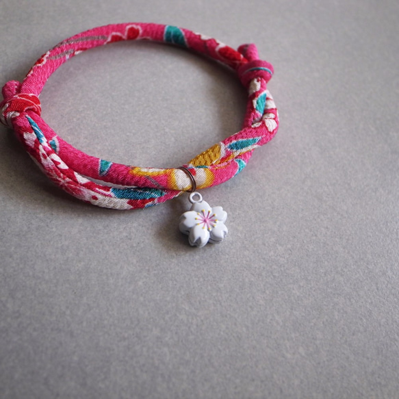 kimono dog collar & cat collar【Adjustable】Sakura pink