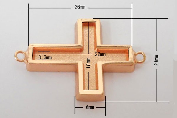 SHAREKI エポキシ樹脂粘土  クロス（十字架）ブレスレットパーツ  ピンク ゴールド  cro-bs-p