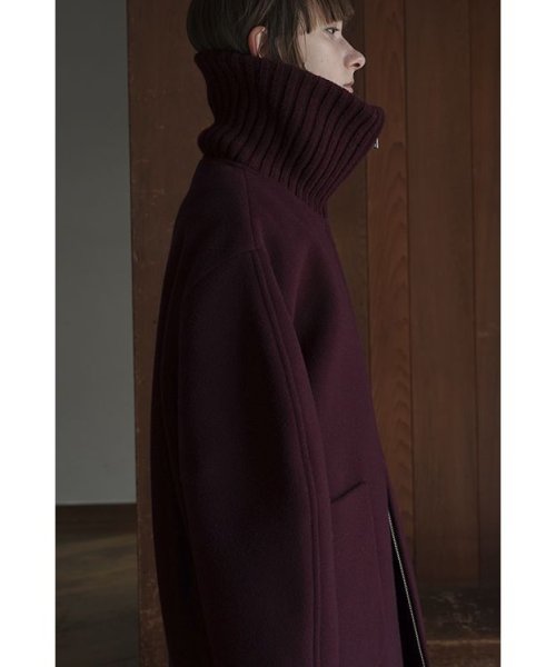 RIB COLLAR WOOL LONG COAT