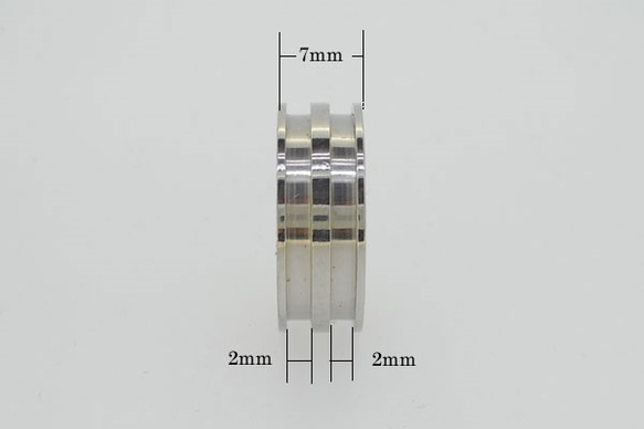 2溝 幅7mm 内径17mm(約13号) 指輪 リング 316Lサージカルステンレス ステンレスカラー ハンドメイド素材