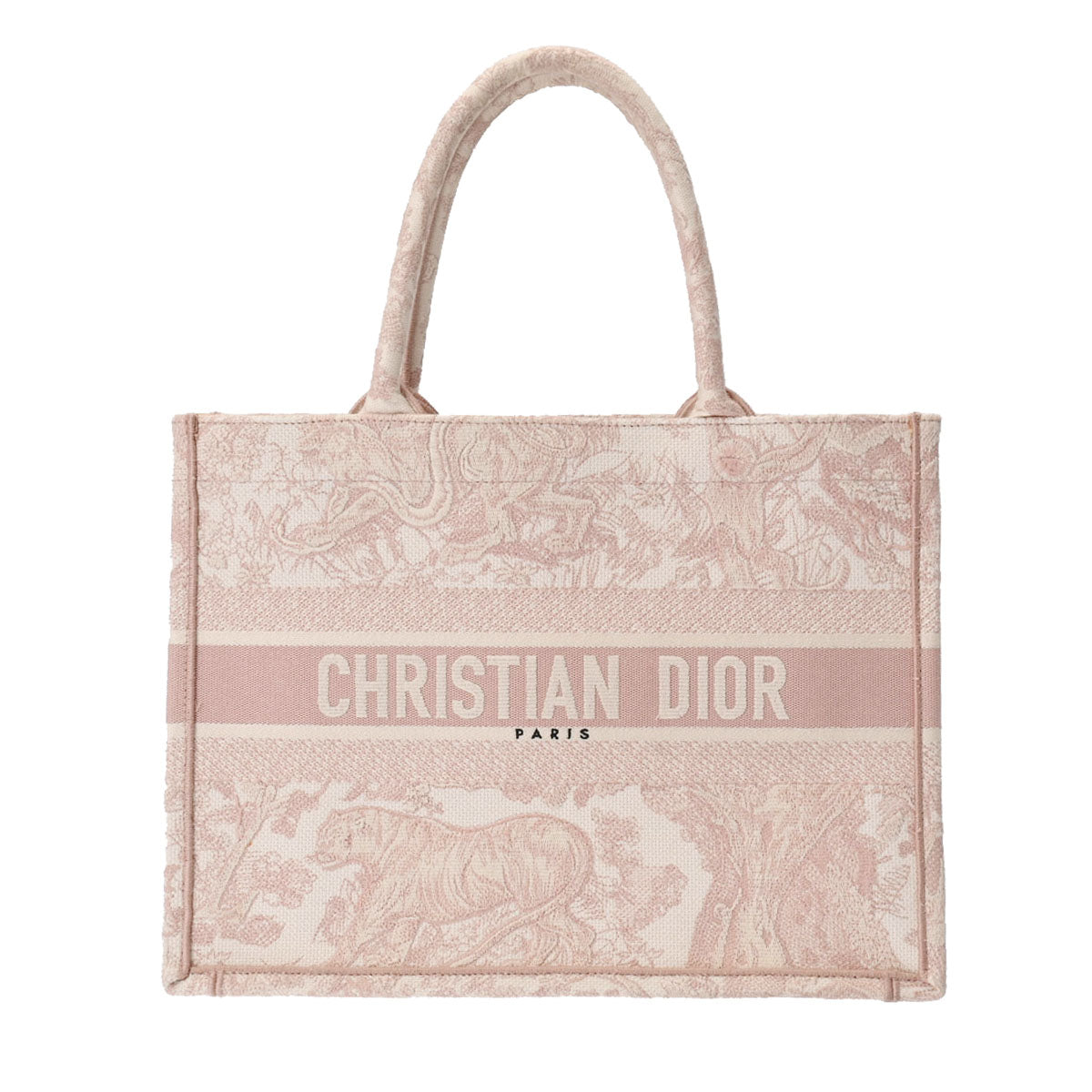 CHRISTIAN DIOR クリスチャンディオール ブックトート ミディアム ピンク レディース ジャガード ハンドバッグ ABランク 中古 