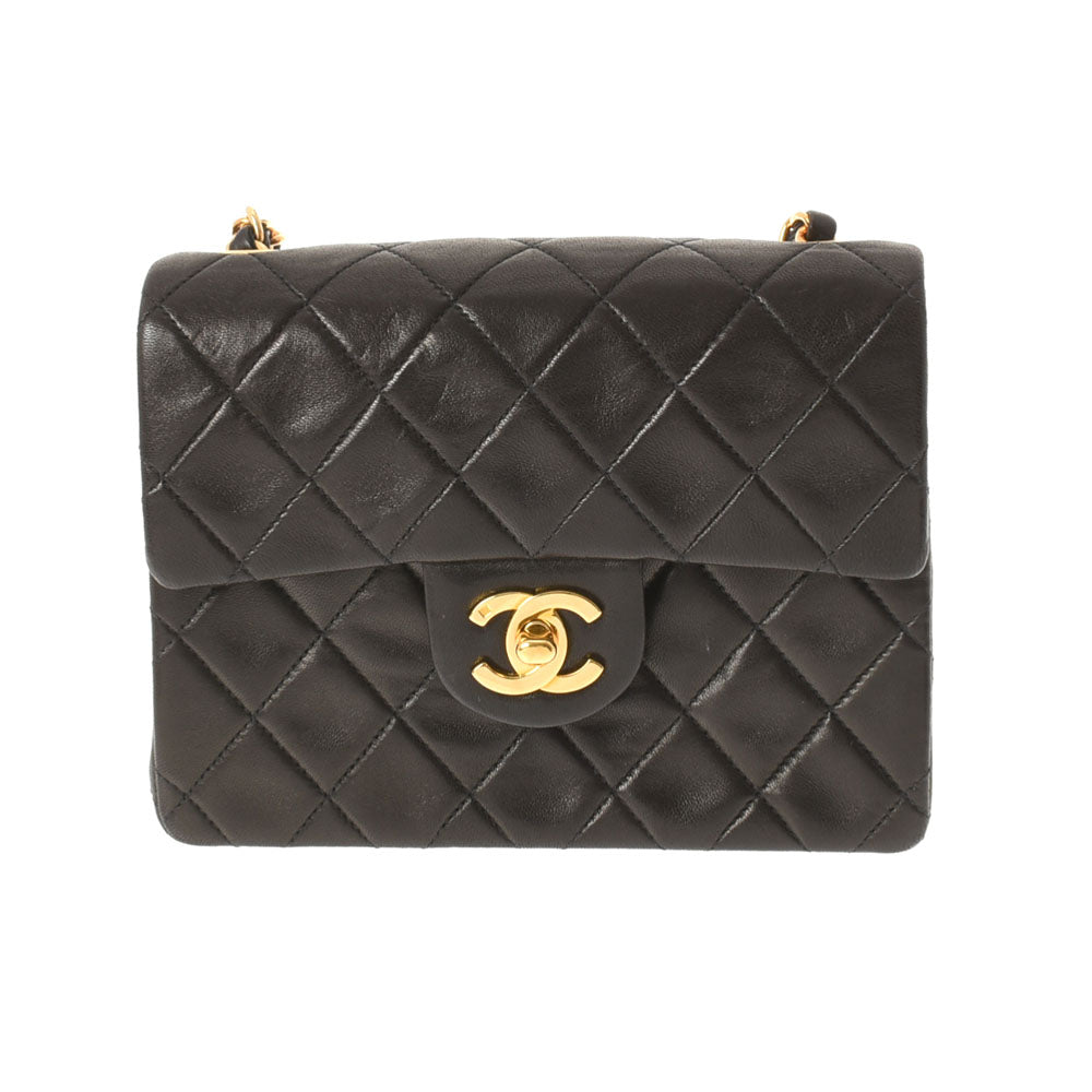 CHANEL シャネル マトラッセ ミニマトラッセ チェーン 黒 ゴールド金具 レディース ラムスキン ショルダーバッグ ABランク 中古 