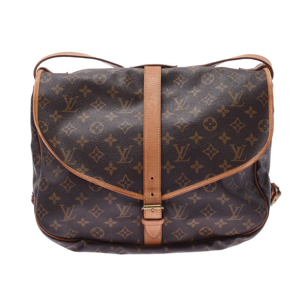 LOUIS VUITTON ルイヴィトン モノグラム ソミュール35 ブラウン M42254 ユニセックス モノグラムキャンバス ショルダーバッグ Bランク 中古 